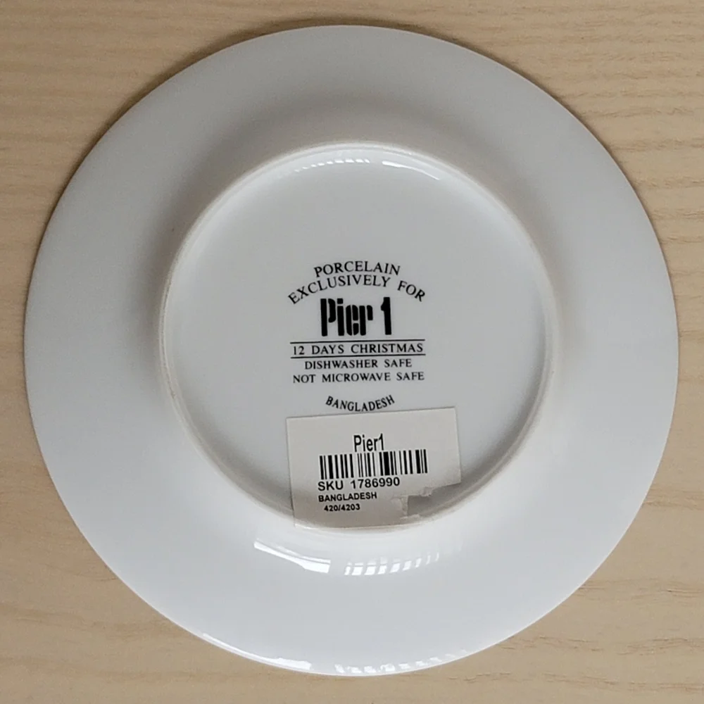 Pier 1 Cup and Saucer 12 Days Of Christmas On The First Day Partridge Gold Trim